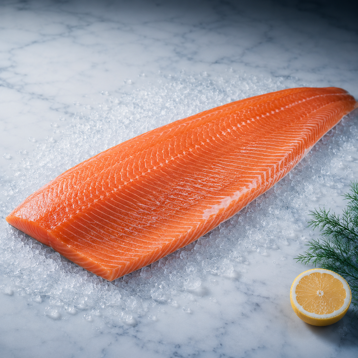 Whole side Norwegian salmon skin-on approx 1.2 KG – Royal Sea Egypt